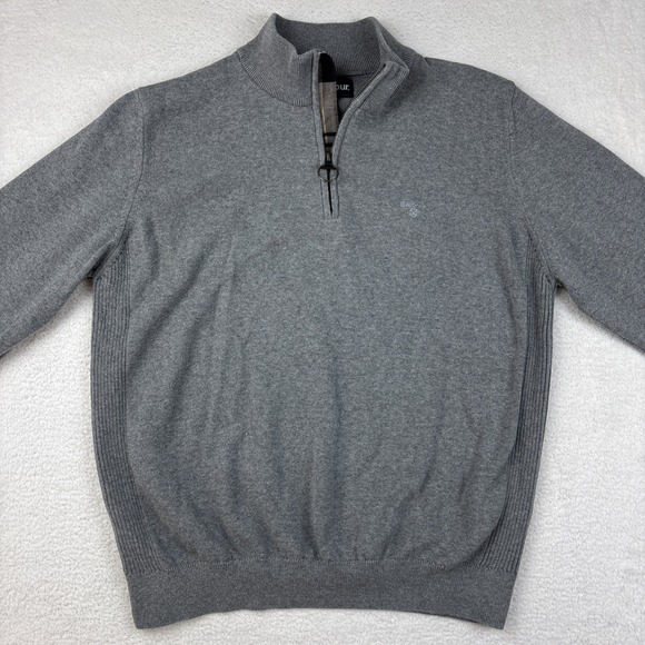 BARBOUR Mens Knit 1/4 Zip Sweater 2XL Gray Quarter-Zip Pullover Preppy Casual LS - Picture 12 of 15